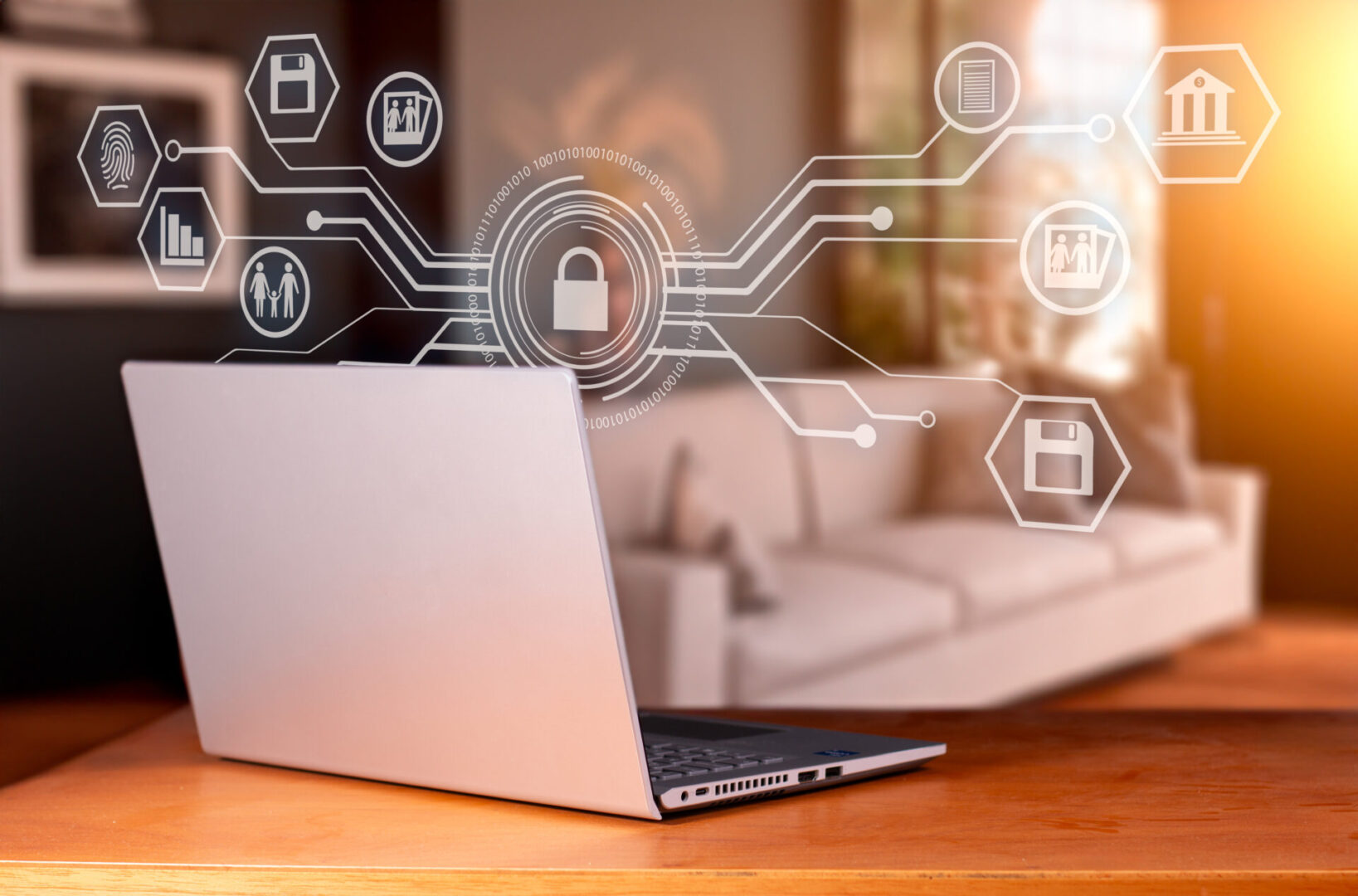 home cybersecurity concept, protects family and financial information home cybersecurity concept, protects family and financial information